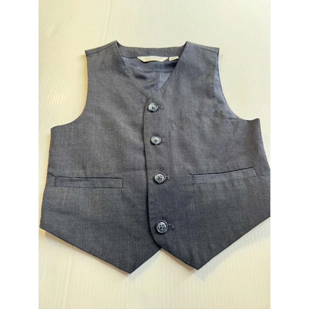 Janie and Jack Boys Charcoal Gray 100% Wool Special Occasion Formal Vest Size 4